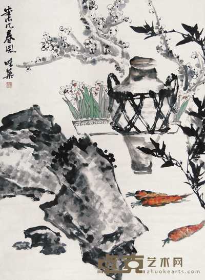 郭味蕖 案几春风 镜心 104×75cm